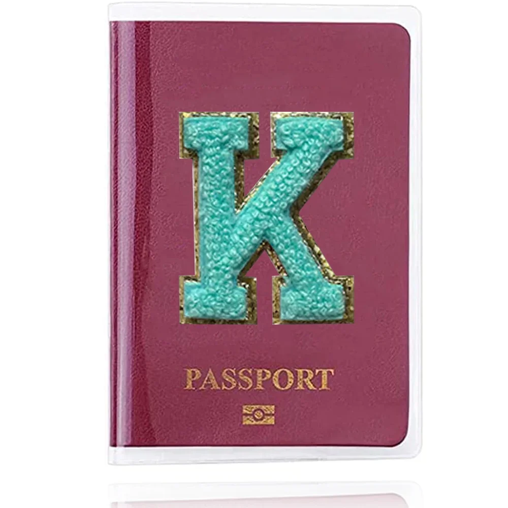 Clear Passport Holder Cover Bags PVC Waterproof Passport ID Business Credit Card Cover Case Protective Bags Green Letter Series