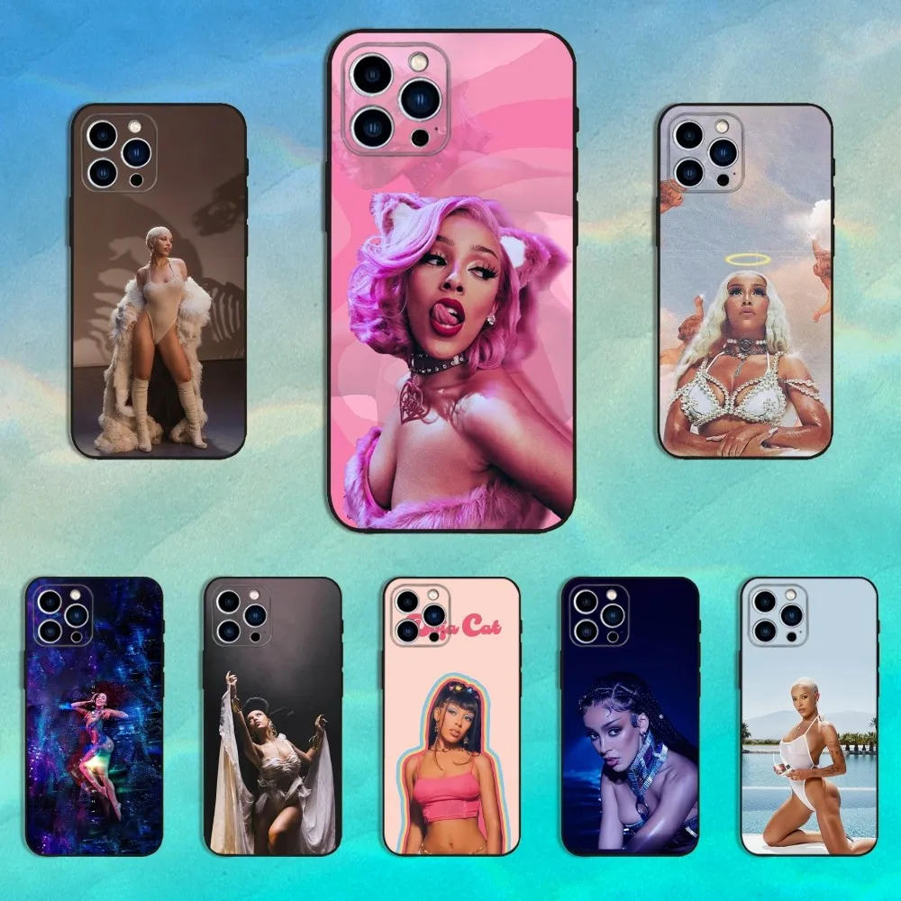 

Singer D-Doja-ES Cat Phone Case For iPhone 16,15,14,13,12,11 Plus,Pro Max,XS,X,XR,SE,Mini,8,7,Soft Silicone Black Cover