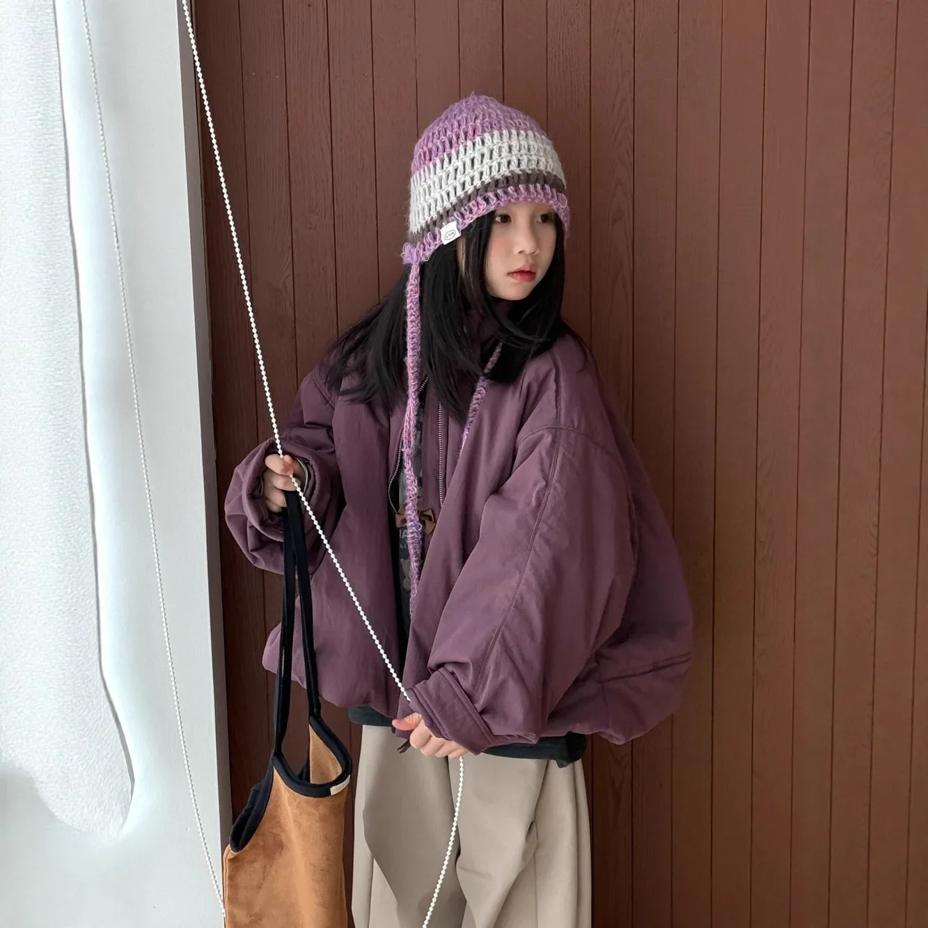 

Children Girls Purple Jacket Autumn Winter Padded Stand Collar Zipper Infant Baby Girl Coat Solid Thick Warm Kids Girl Outerwear