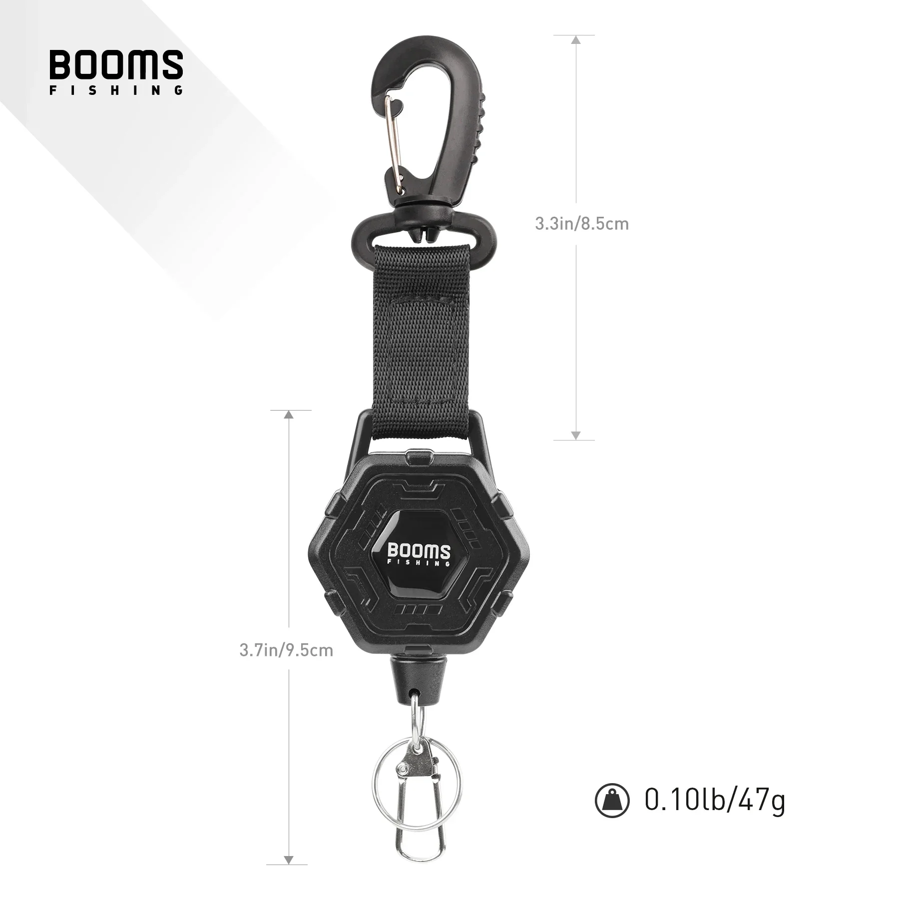 Booms Fishing RG5 Retractable Keychain Carabiner Heavy Duty Zinger Retractor 90cm Telescopic Steel Wire Lanyard Tool Accessories