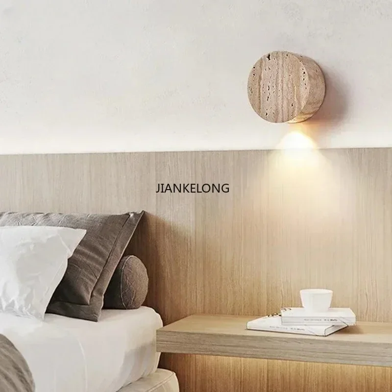 JKL Wabi-Sabi مصباح جداري أصفر من الحجر الطبيعي LED مصباح جداري لغرفة النوم بجانب السرير والممر ودرج المطعم #4