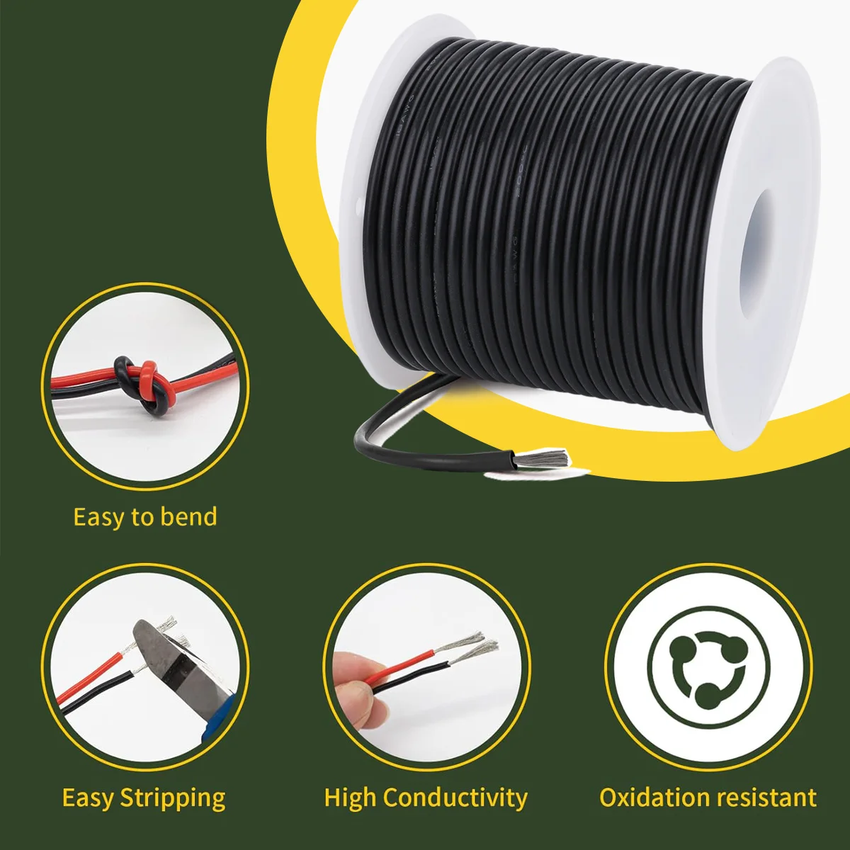 Schwarz Rot 12-13-14-16-17-18-20-22-24-26-28-30 AWG Flexibler Silikon-Elektrodraht mit verzinntem Kupfer – Detail 9