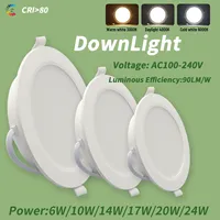 1-10pcs/lot Recessed Led Downlight Round Led Panel Light 110V 220V 3000K 4000K 6000K 10W 24W Spot for home Indoor Lighting