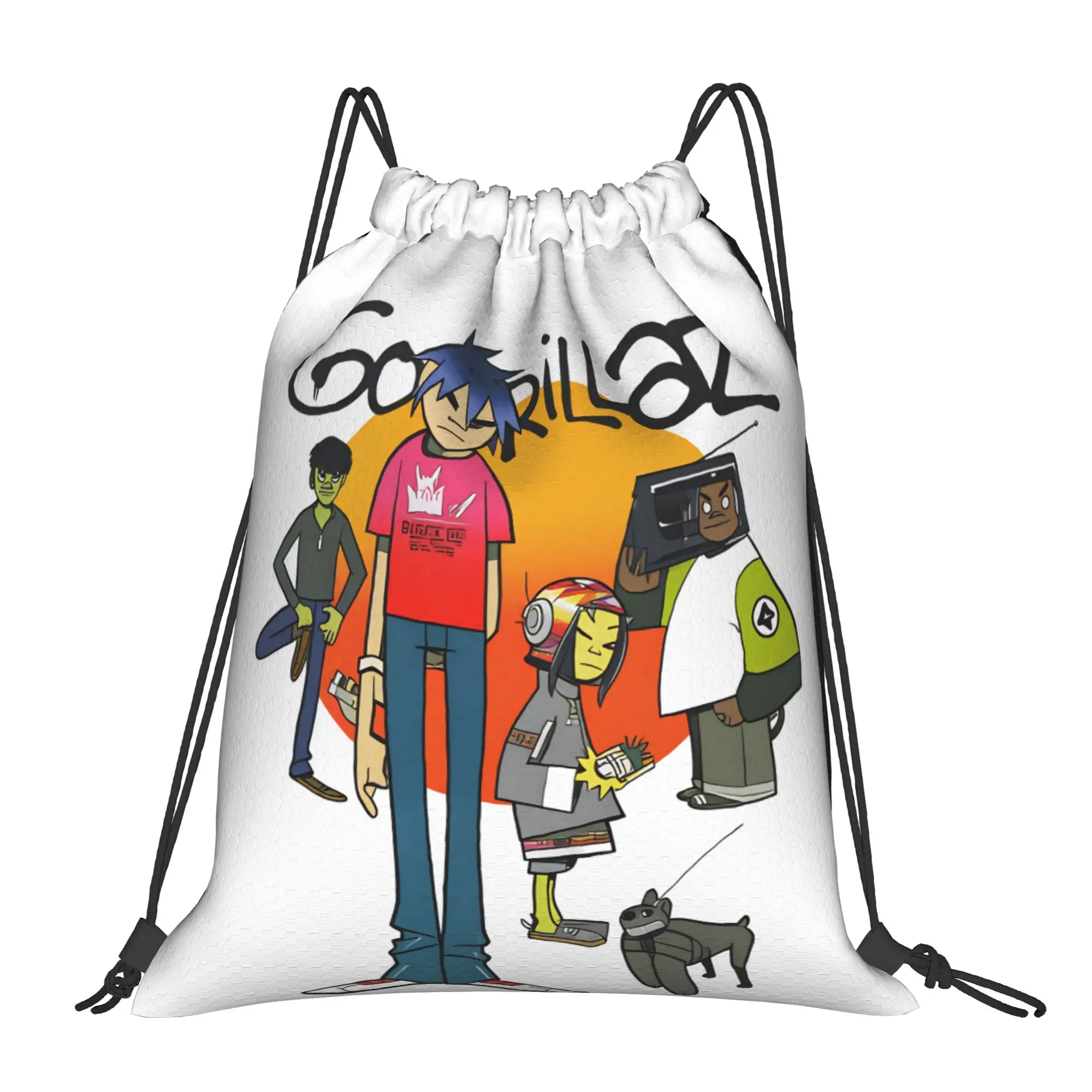 Gorillazs The Mountain Drawstring Bag  Waterproof Funny Backpack Sports Travel Sackpack String Bags For Students