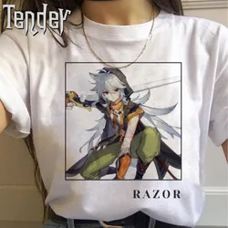 Razor Genshin Impact T Shirt Streetwear Summer Tshirt Women Short Sleeve Kawaii Cartoon Y2K Cute Anime Print Oversized Shirt