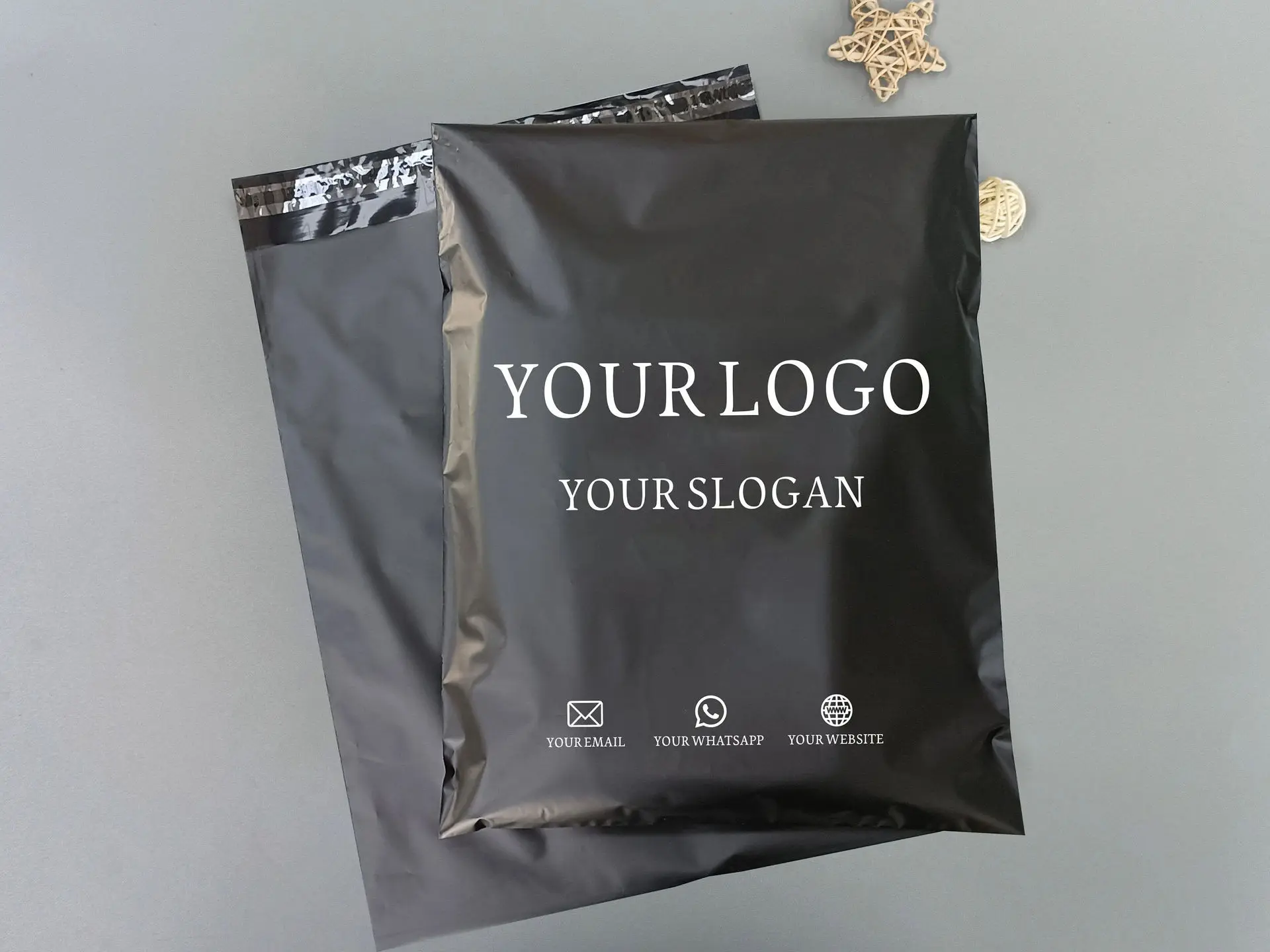 Schwarze Express-Geschenkverpackungstasche, wasserdichte Plastiktasche, Transportprodukt, selbstversiegelte Tasche, individueller Logodruck – Detail 14