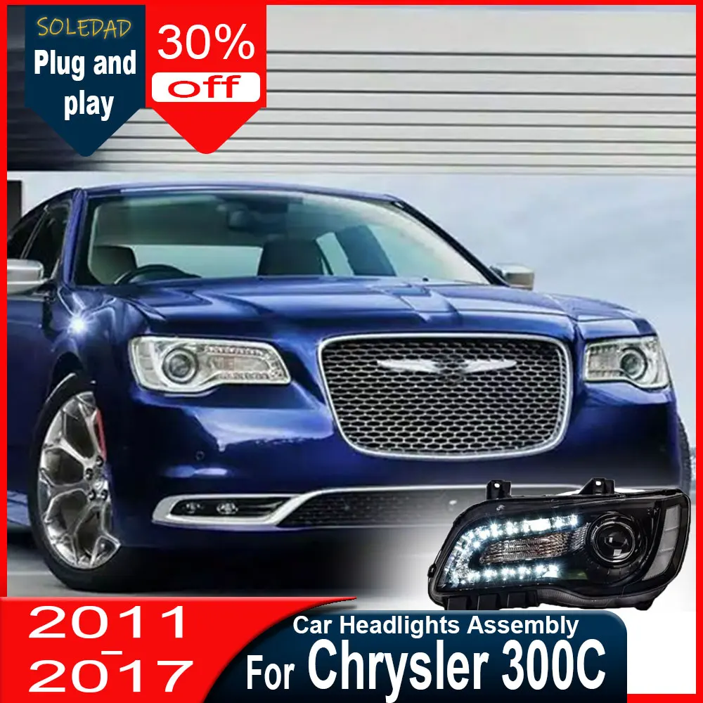 

Автомобильные фары для Chrysler 300C, светодиодные фары 2011-2017, модифицированные DRL, указатели поворота, блок фар в сборе, автомобильные аксессуары