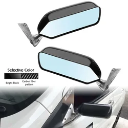 2psc New Universal Retro Car Rearview Side Mirror Craft Square F1 Style w/Blue Mirror Surface Metal Bracket Rear View Mirror