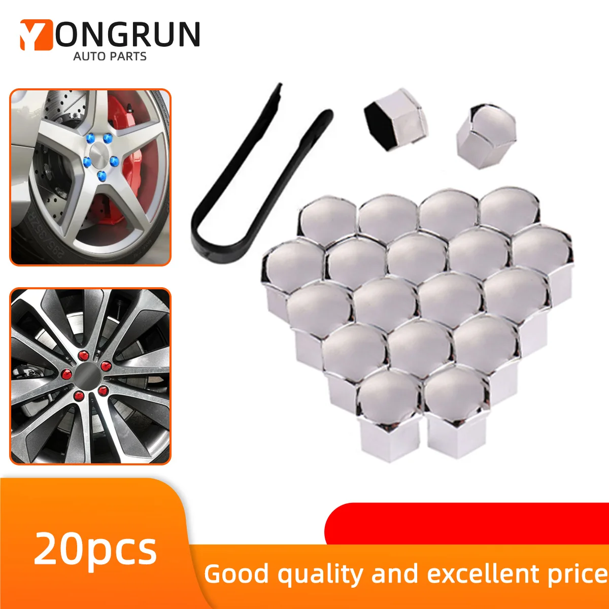 20Pcs Car Wheel Nut Caps Auto Hub Screw Cover 17mm 19mm 21mm Bolt Rims Exterior Decoration Special Socket Protection Dust Proof