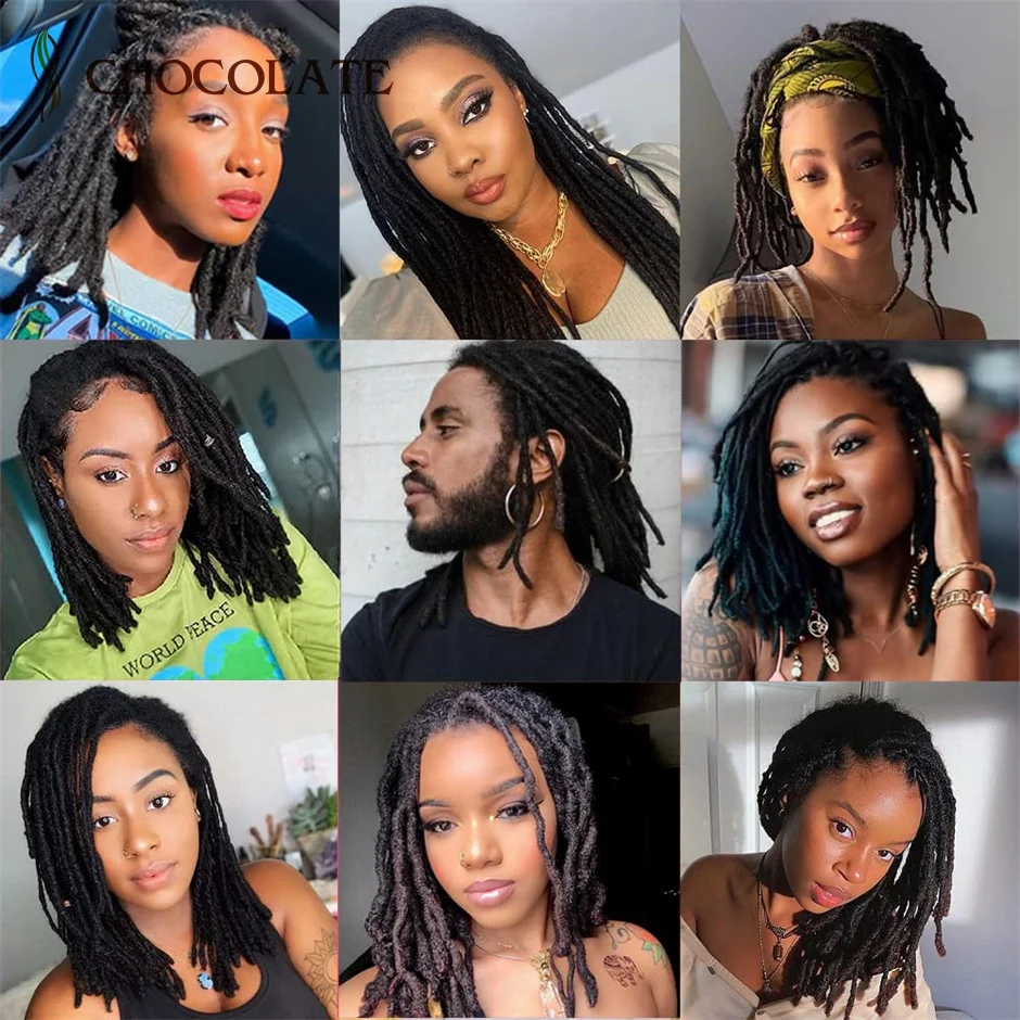 20 Inch Human Hair Dreadlock Extensions 30 Locs 0.6cm Width Handmade Permanent Dreads Extensions For Women/Men