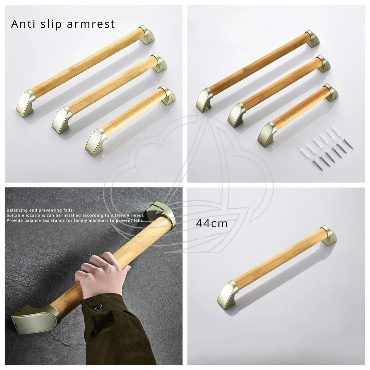 Elderly Disabled Bathroom Safety Handle, Solid Wood Non Slip One Word Armrest, Household Toilet Accessible Grab Bar