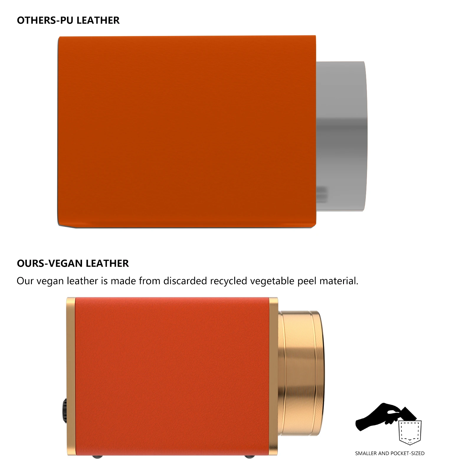 Pojedynczy rotomat do zegarków automatycznych, skóra wegańska, dla podróżnika, ciche silniki Mabuchi, z pudełkiem prezentowym - Sunkist Orange