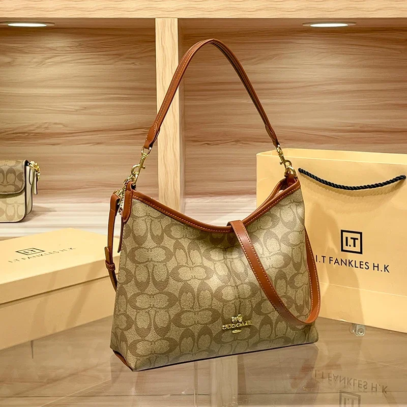 Leather commuter tote bag women's 2025 new spring and summer large-capacity shoulder crossbody underarm bucket bag