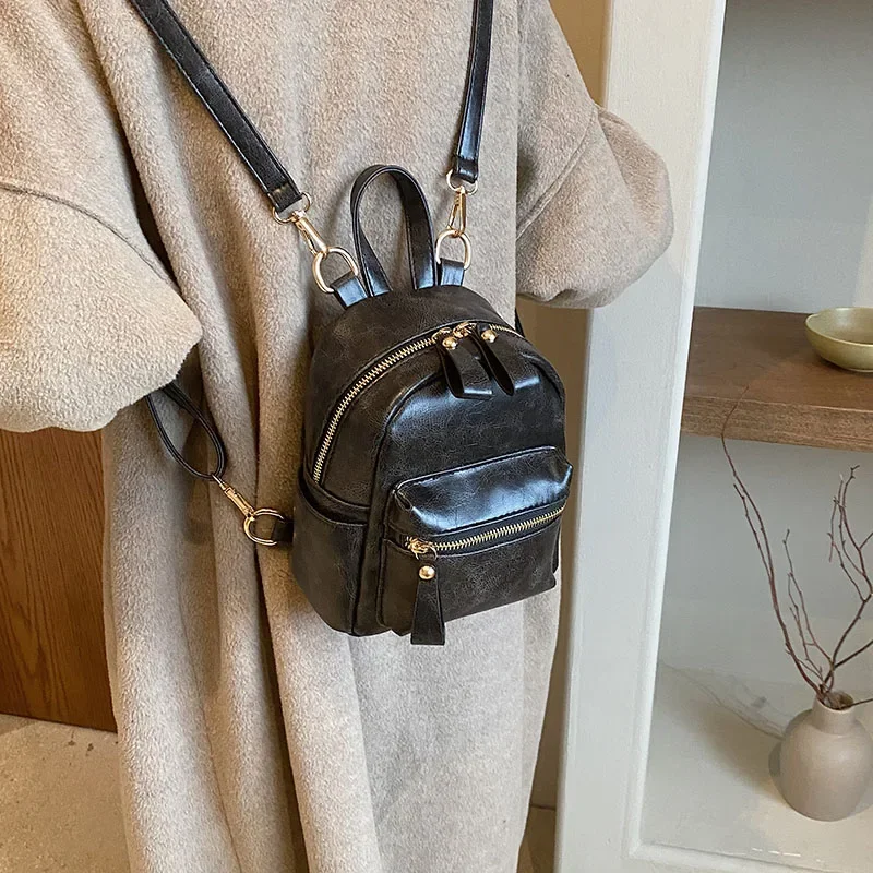 Zaino per studenti di moda semplice zaino Casual da viaggio antifurto da donna borsa a tracolla a tracolla in pelle Pu Vintage Femme Bolsas