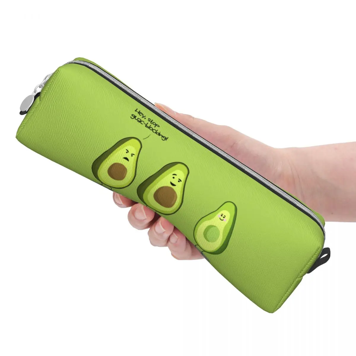 Avocado Humor Stop Guac Blocking Pencil Cases Funny Cartoon Cute Pen Holder Pencil Bag Student School Supplies Gift Pencil Pouch