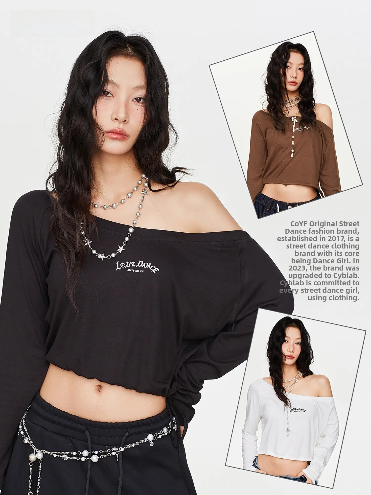 

CBXLAB Street Dance Trendy Soft Skin-Friendly Long Sve Slimming Loose oulder Top American Sle Casual Cotton T-irt