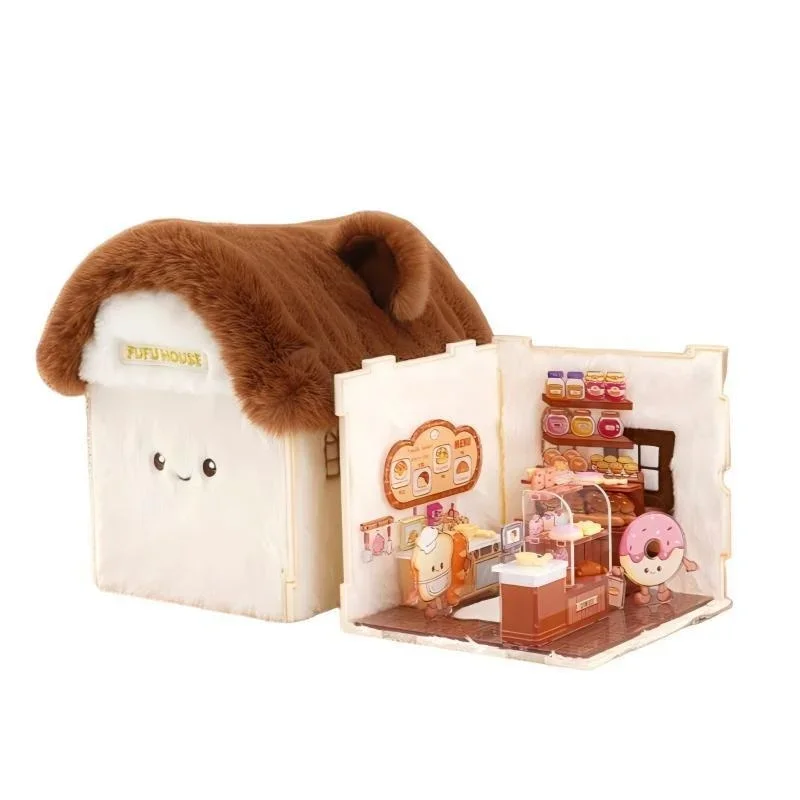 Maison de scène DIY 2 en 1, blocs de construction en peluche, modèle de puzzle à assembler, jouet éducatif modulaire à combinaison libre, coffret cadeau pour enfants