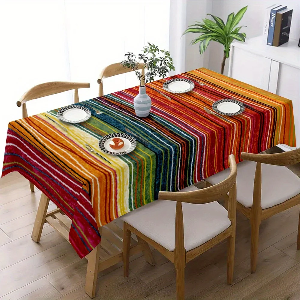 Bright red, orange, yellow, blue, green and black tablecloths - high-quality, easy-to-clean polyester table mats.XY view 2