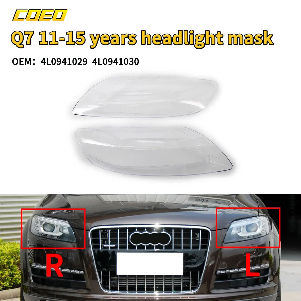 

Auto Shells Accessories 4L0941029 4L0941030 PC Front Headlight Lens Cover Car Headlamp Light Covers Fit For Audis Q7 2006-2015