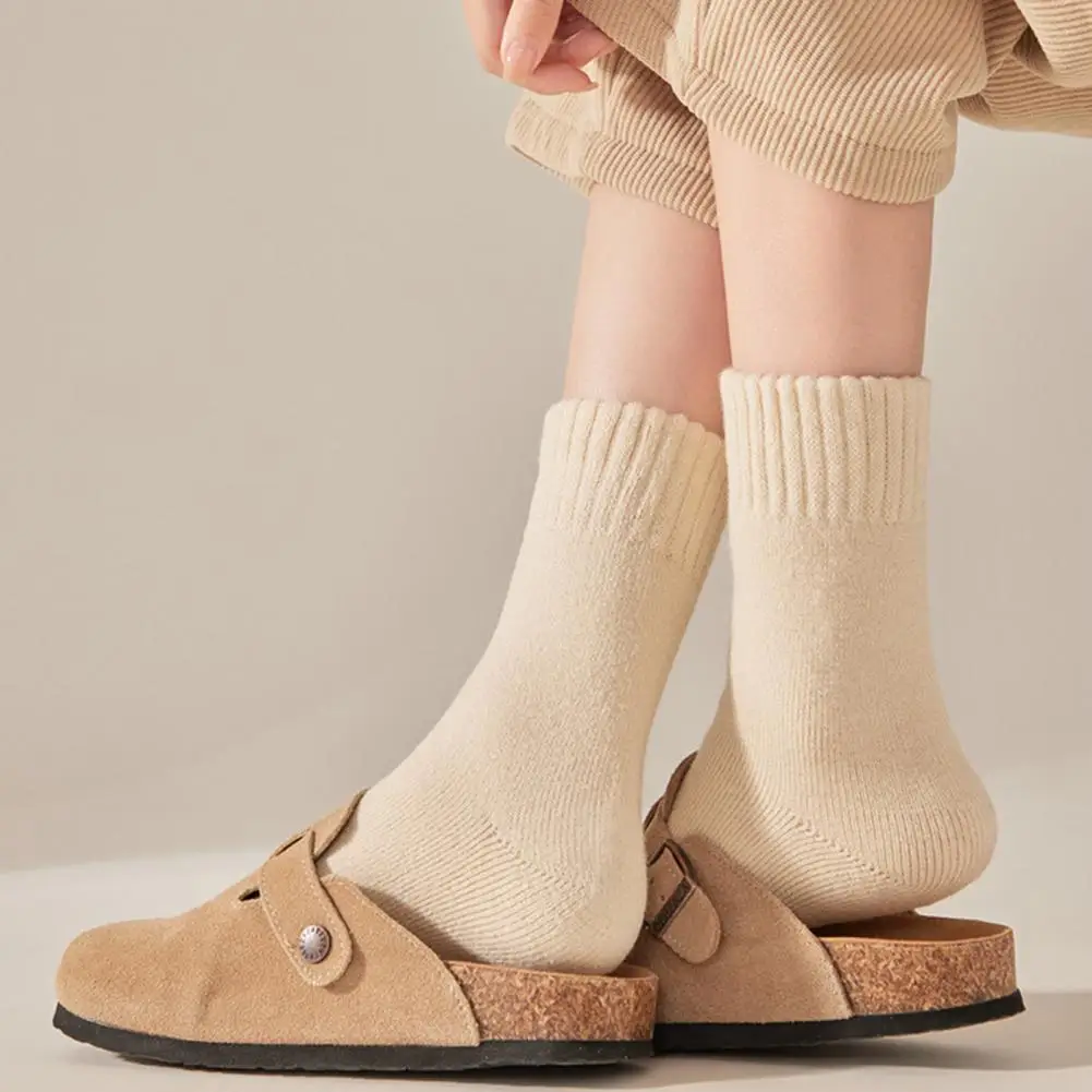 여성용 양말 따뜻한 겨울 양말 여성용 두꺼운 따뜻한 크루 양말 편안한 플리스 안감 부츠 부드러운 보온 추운 날씨 푹신한 겨울 양말