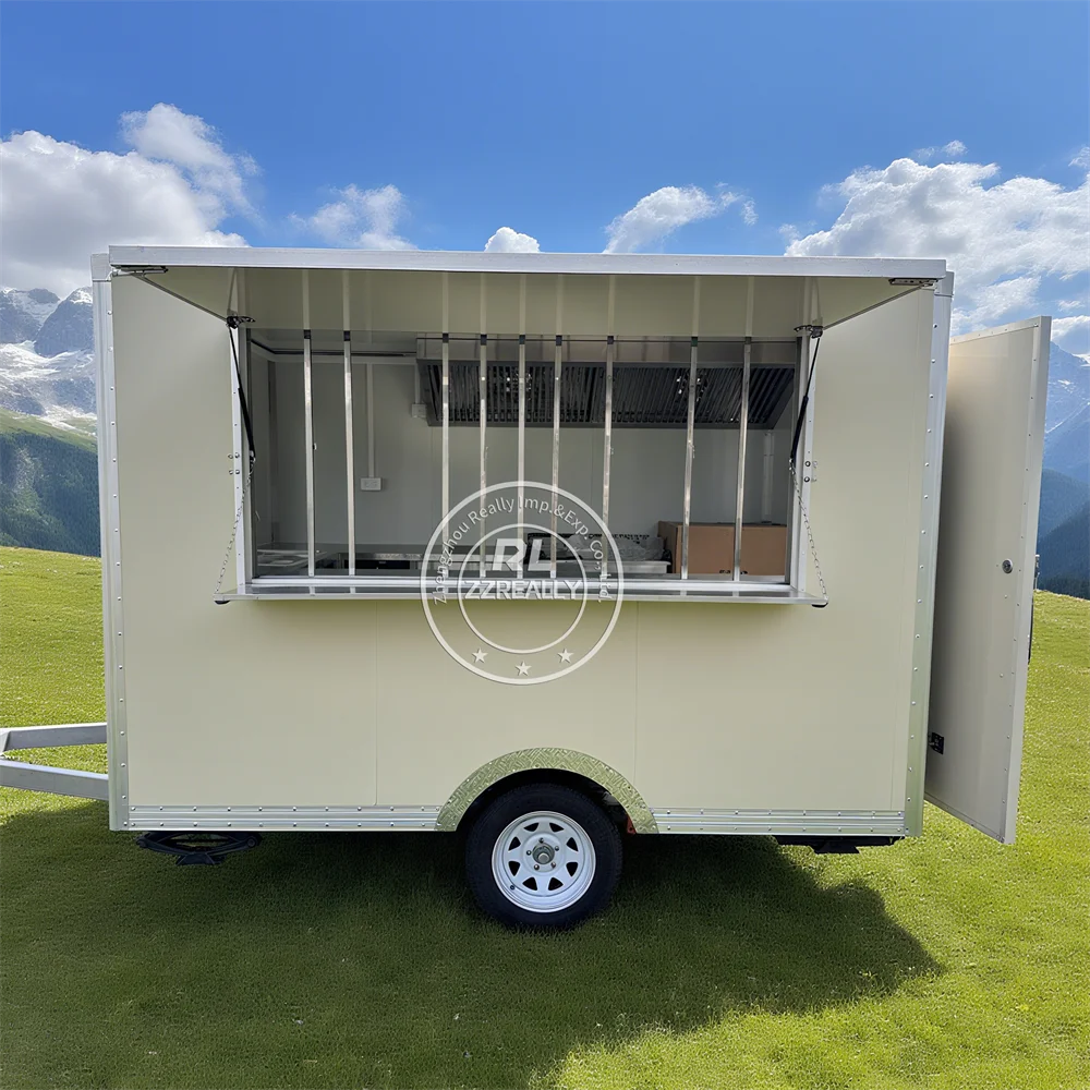 

Customized Concession Catering Trailer Mobile Boba Tea Pizza Fried Chicken Sandwich Cart Mobile Food Truck With Full Kitchen