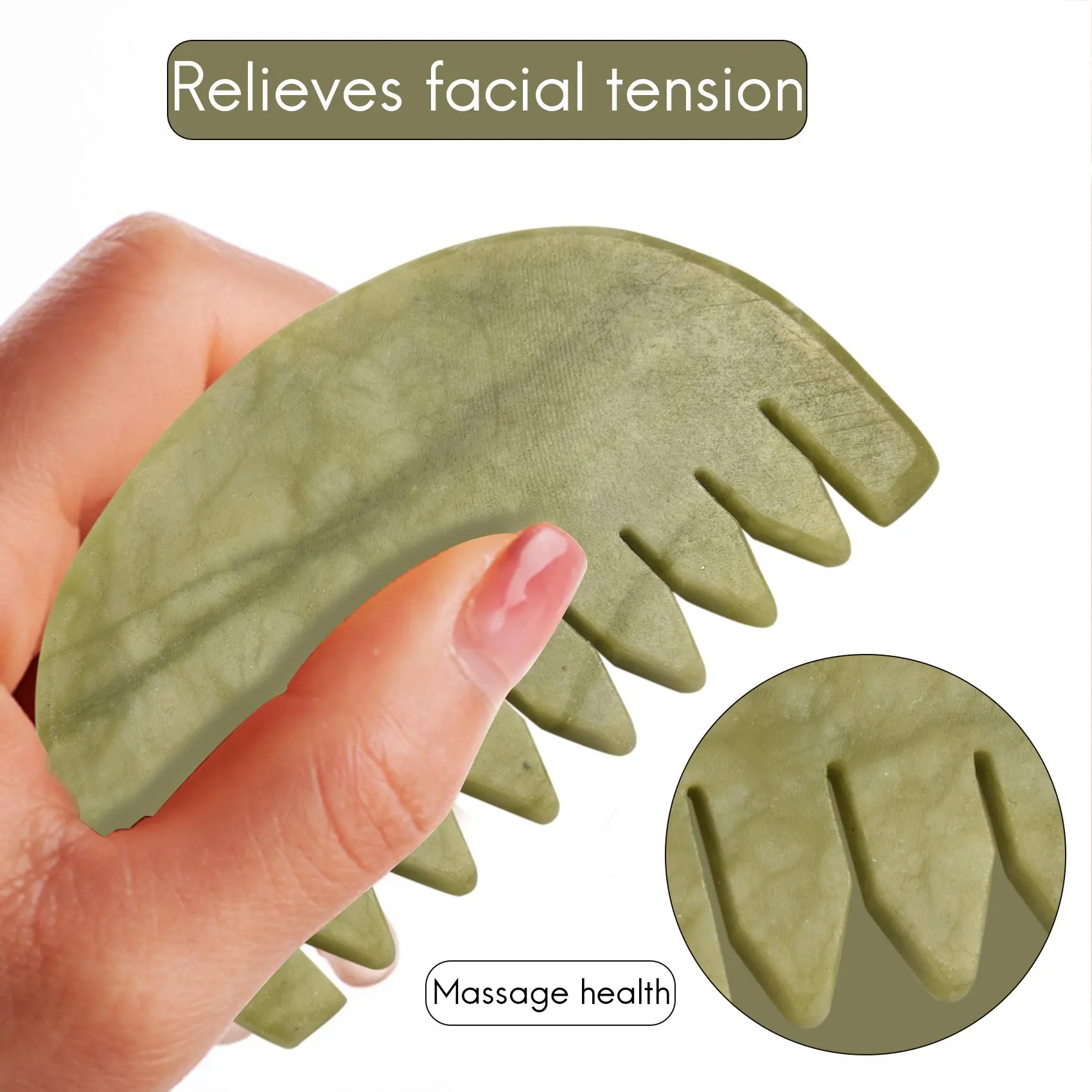 1PCS GuaSha Board Comb Natural Jade Face Body Care Scraping SPA Massage Stone Relaxation Comb Health Care