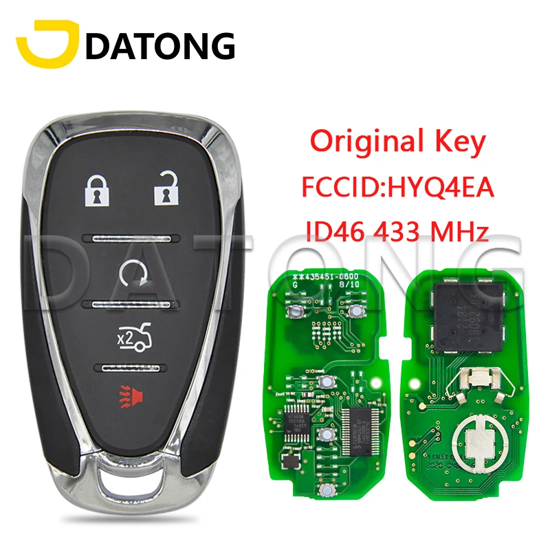 

Datong World Car Remote Control Key For Chevrolet Malibu Cruz Spark Camaro 433MHz HYQ4EA ID46 13529662 Original Promixity Card