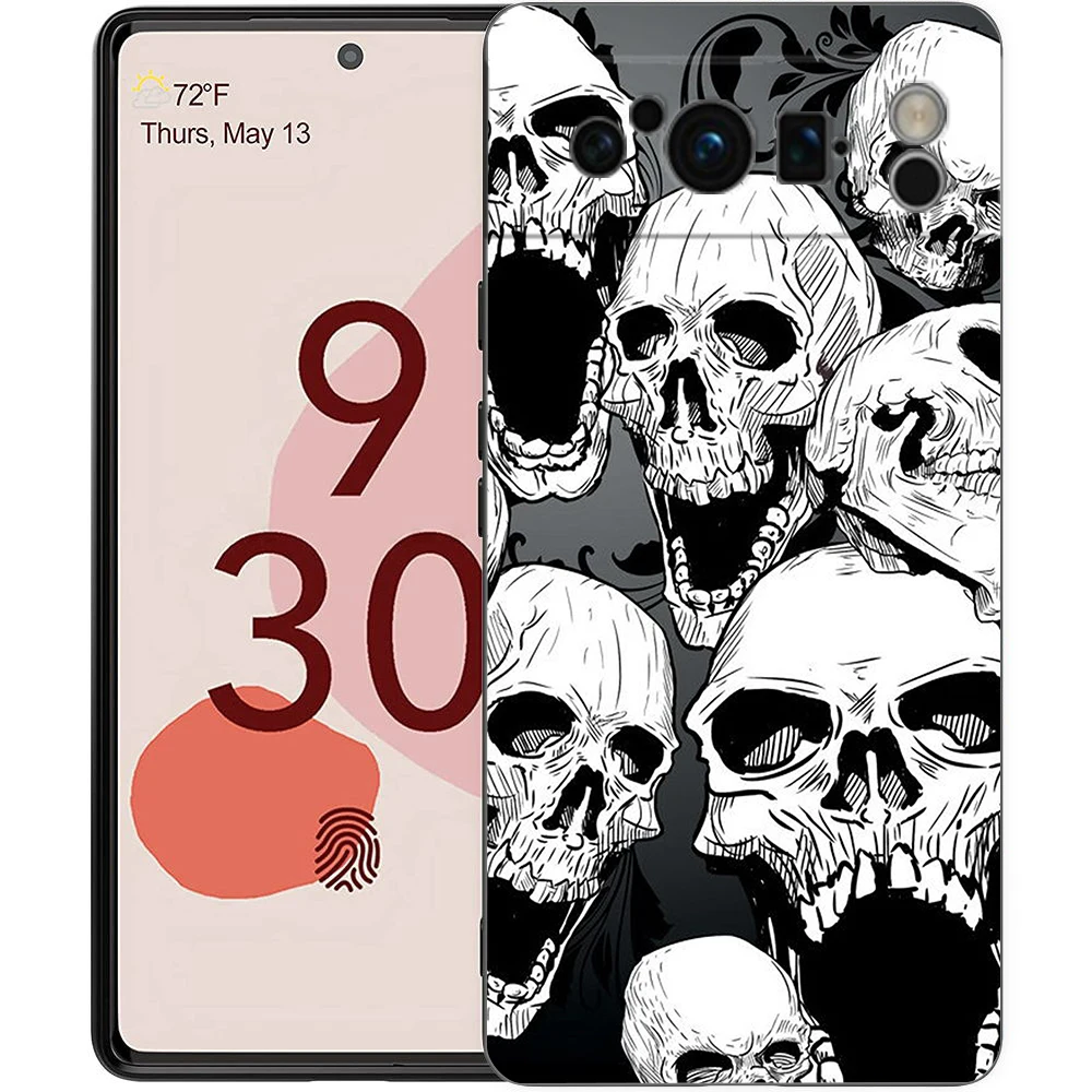 حافظة هاتف على شكل جمجمة أنيقة لهاتف جوجل بيكسل 8 7 6 7A 6A Pro 5G مقاومة للصدمات من السيليكون الناعم 8 Pro 5G Shell Capas Coque Bags من البولي يوريثان