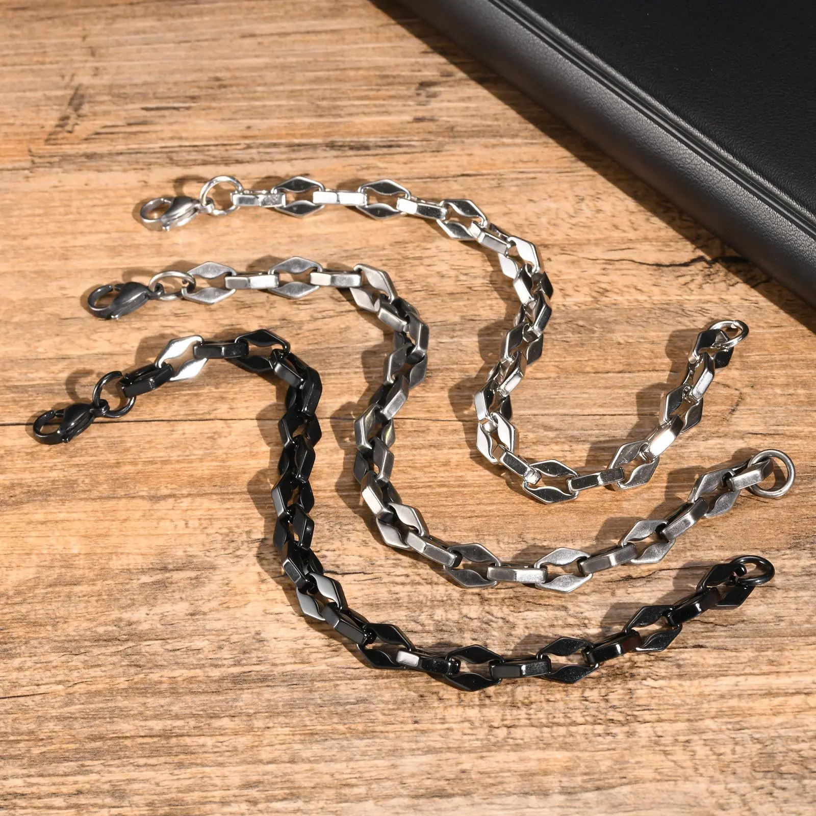 Stainless Steel Solid Lip Chain Bracelet Men's Fashion Jewelry Accessories 8.3mm 8.26inch Choose Color n1980