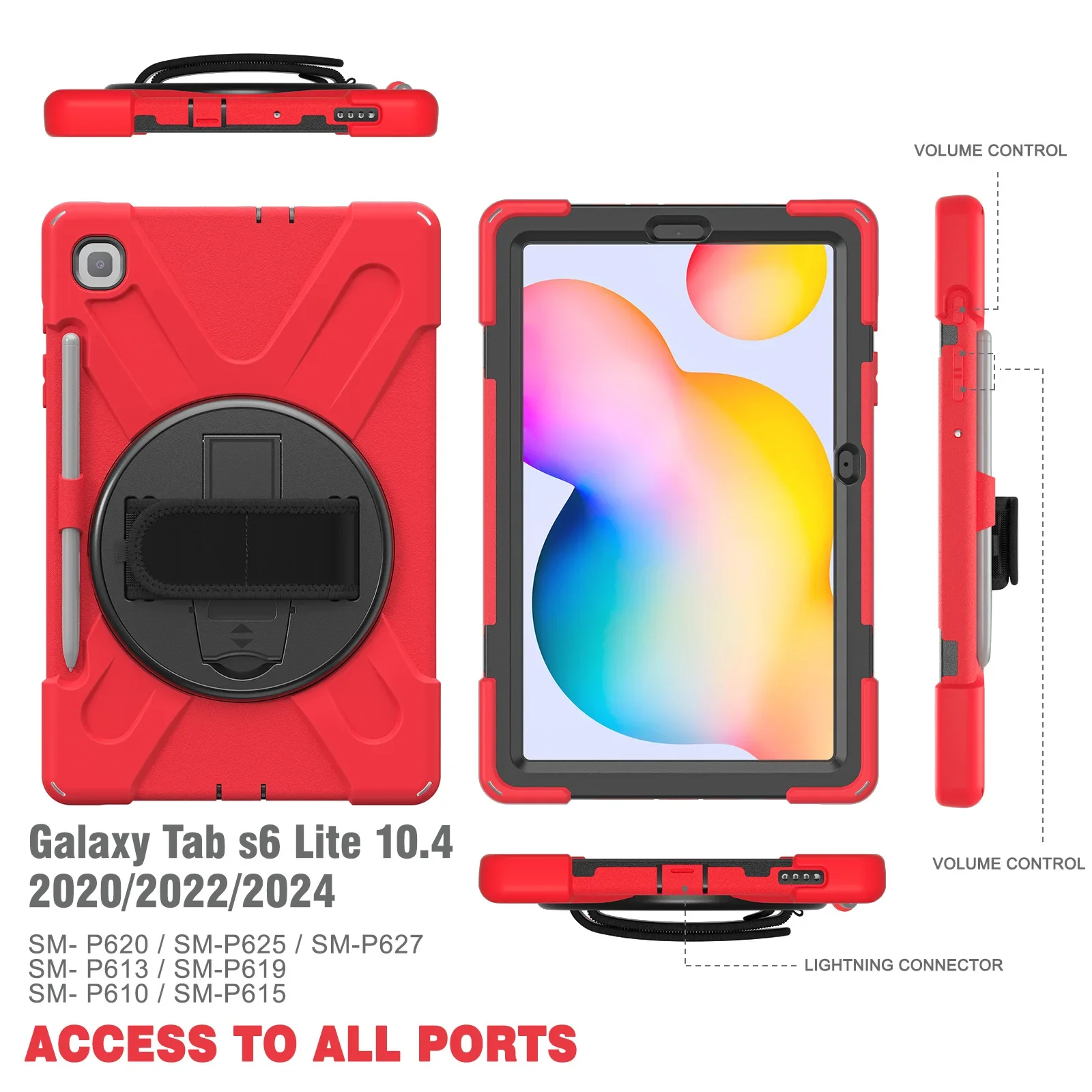 For Samsung Galaxy Tab S6Lite stand case SM-P620 P610 P613 P615 P619 anti-knock cover holder with pencil slot and shoulder strap