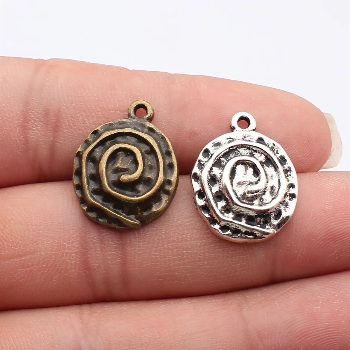 WYSIWYG 10pcs 22x17mm 2 Colors Antique Bronze Color Antique Silver Color Swirl Pattern Charms For DIY Jewelry Making