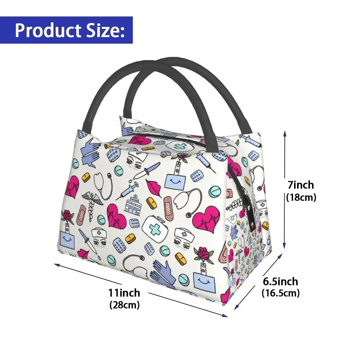 Nurse Poster Lunch Bag For Unisex Nursing Life Lunch Box Vintage Picnic Cooler Bag Portable Insulated Oxford Tote Food Bags