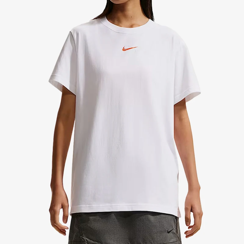 nike-genuine-sportswear-new-women's-white-orange-soft-short-sleeved-t-shirt-ir7561-100