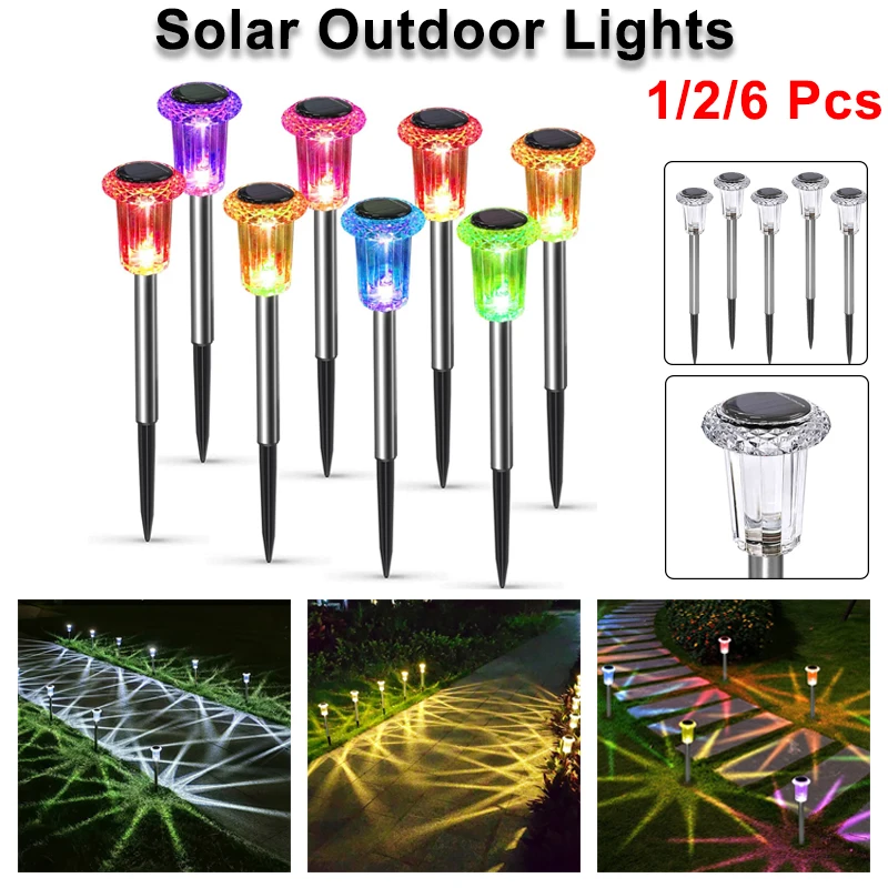 Solar Lights Outdoor Pathway Lights 1/6/12 Pcs Waterproof Bright RGB Color Changing Warm White for Garden Yard driveway