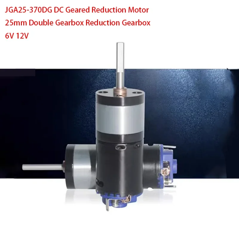 1pcs JGA25-370DG High Speed Higher Torque 370 DC Geared Reduction Motor 12V Electric DC Motor 25mm Double-gear Box Reducer