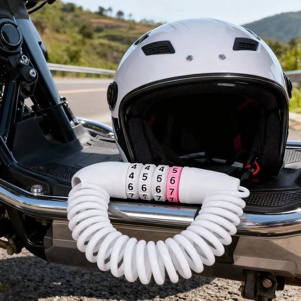 4-Digit Combination Password Wire Lock Portable Safety Anti-Theft Security Lock Flexible Keyless Helmet Lock Motorcycles