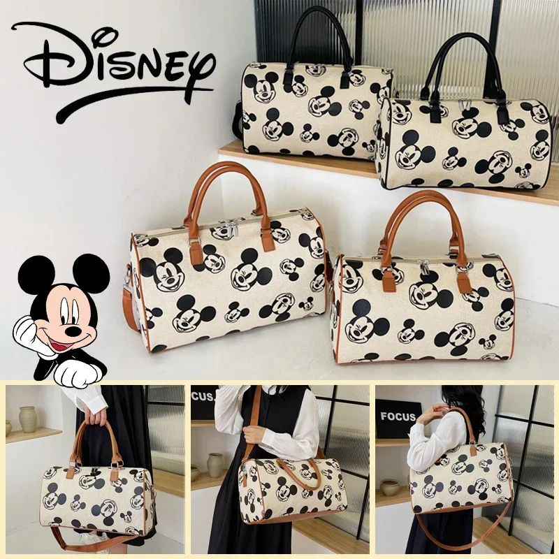 Disney Mickey Mouse Women\'s Cartoon Shoulder Bag Large Capacity Handbag Luggage Storage Travel Tote Multi Function Crossbody Bag