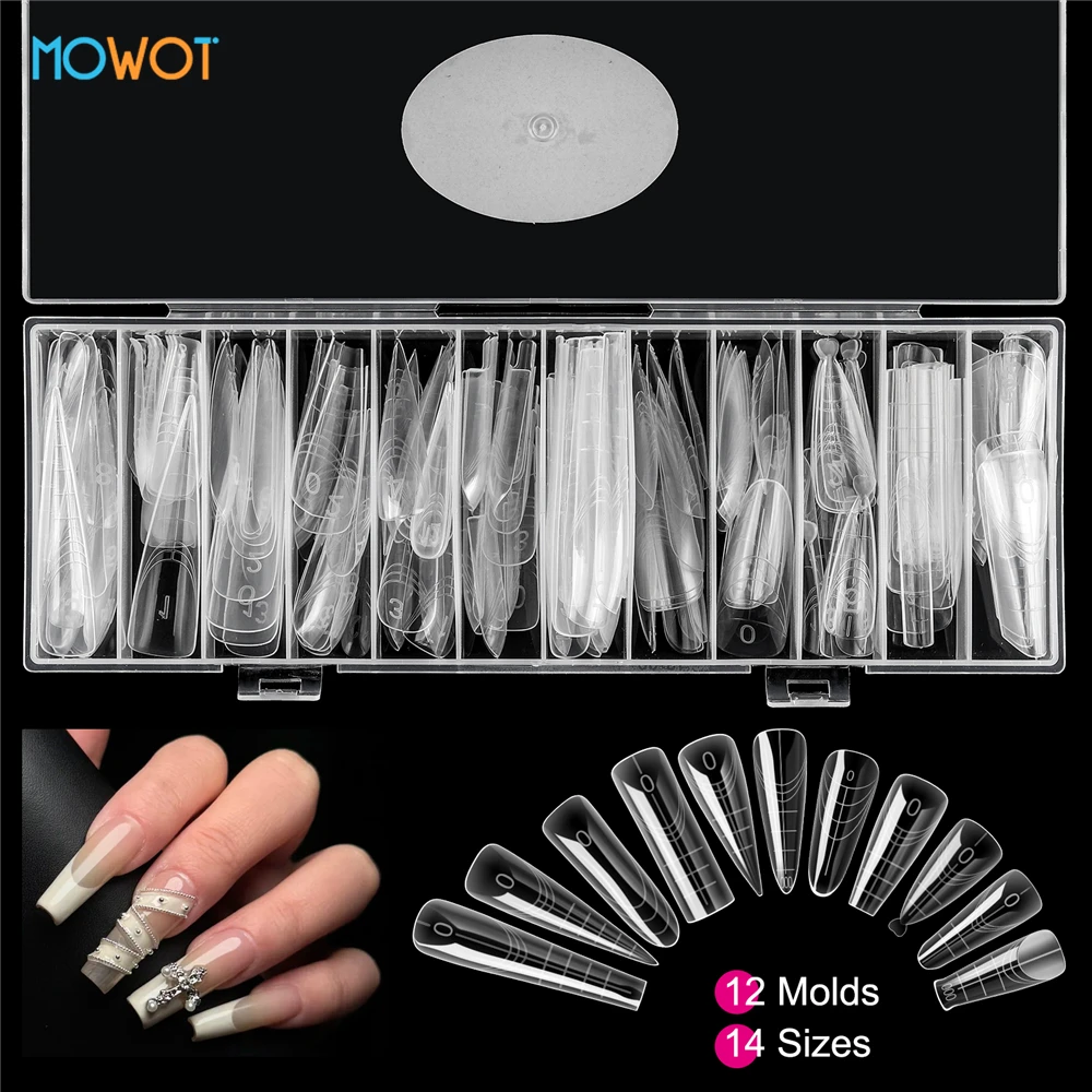 

MOWOT Full Cover Dual Nail Forms Clear Reusable Poly Nail Gel Extension Nail Molds Sets Acrylic Nail Art Design DIY 168pcs/box