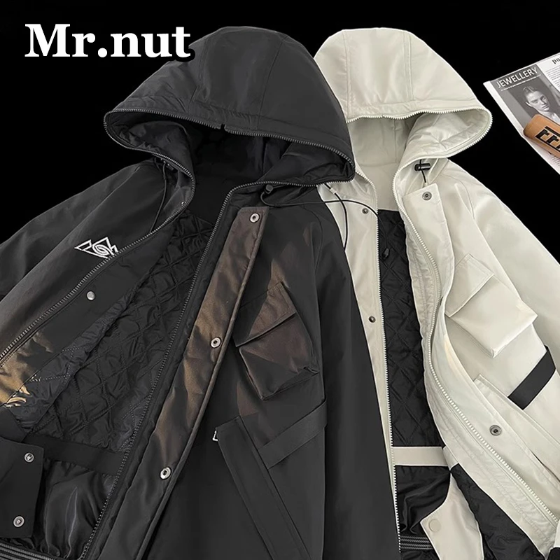 Mr.nut Winter Jacket for Men Outdoor Jackets Waterproof Multi-pocket New Ski Suit Thickened Climbing Suit Thermal Camping Hoodie