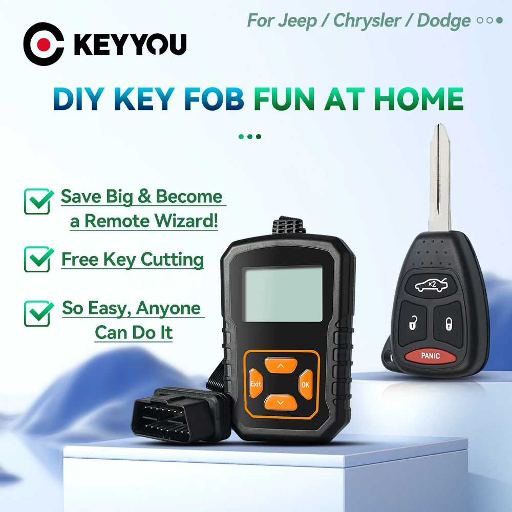 KEYYOU OHT692427AA KOBDT04A OBD Programmer DIY Car Key For Jeep Compass Patriot Liberty Dodge Ram Nitro Durango Caliber Avenger