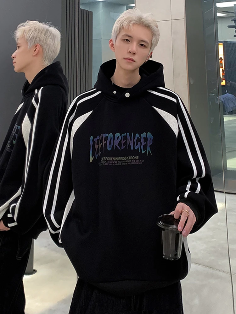 

Мужская толстовка American Sle Heavyweight Striped Hoodie: повседневная, премиум-класса, стильная, черная, с капюшоном, уличная мода, трендовый бренд