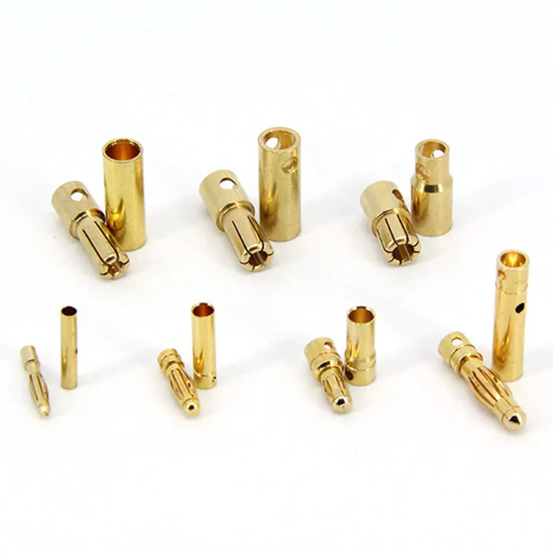 Connecteur de Bullet Gels Mâle et Femelle pour Batterie RC, Prise Plaquée Or, Haute Qualité, 2mm, 3mm, 3.5mm, 4mm, 5mm, 5.5mm, 6mm