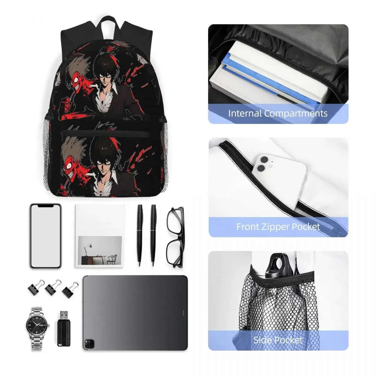 Duality Of Shadows (Deathnote) حقيبة ظهر مدرسية للطلاب المشي لمسافات طويلة السفر Daypack للبنين بنات حقيبة الكتب حقائب الكتف #4