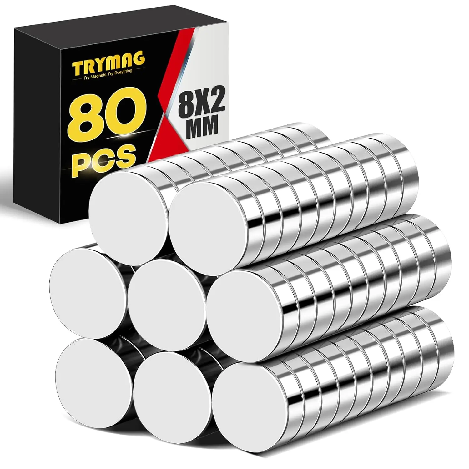 

80Pcs Small Round Magnets, 8x2mm Disc Magnets for Whiteboard, Fridge, Office, Crafts and DIY Projects