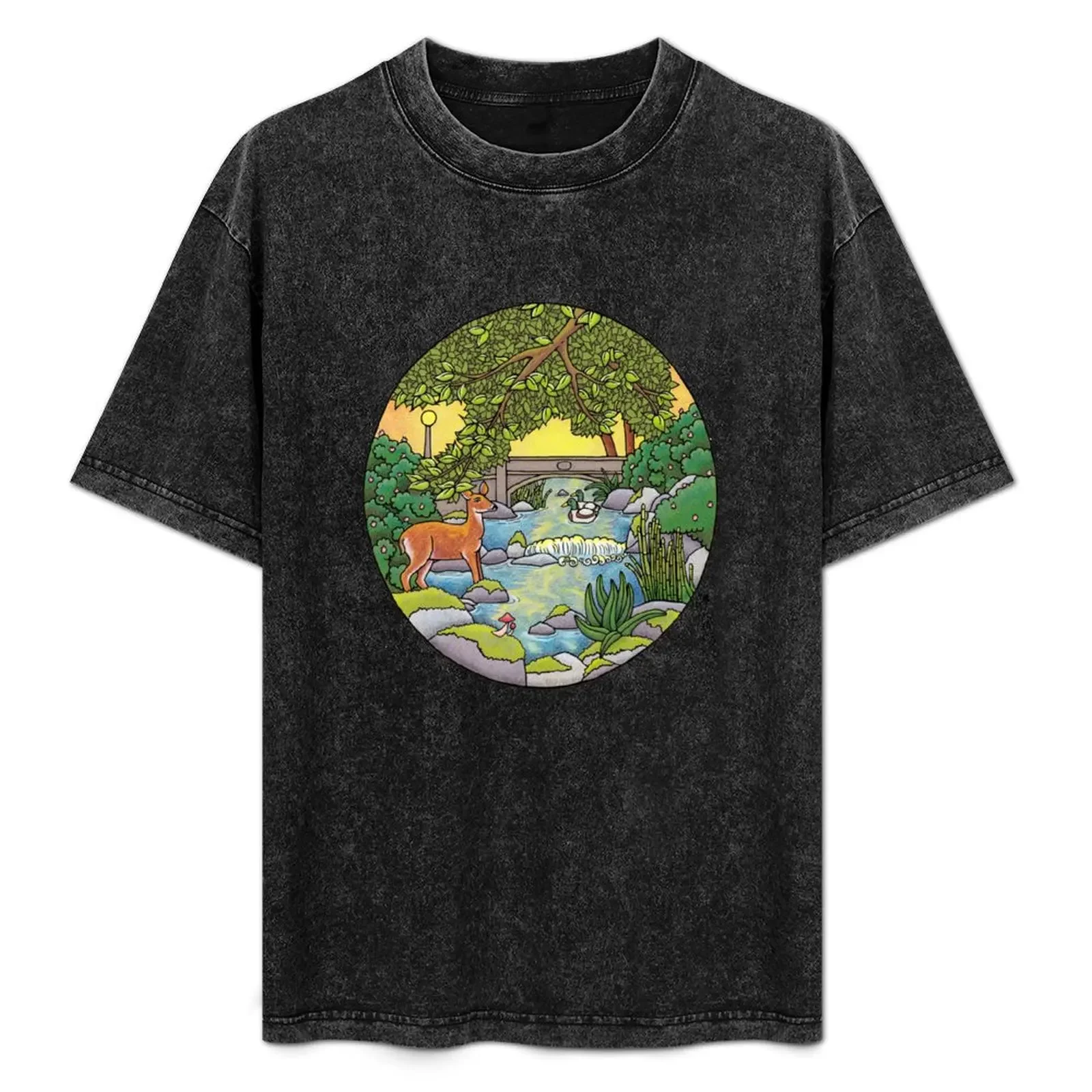 Lithia Park T-Shirt, blaues Schloss, grafisches T-Shirt, Sommerkleidung, Herren-Grafik-T-Shirts im Paket