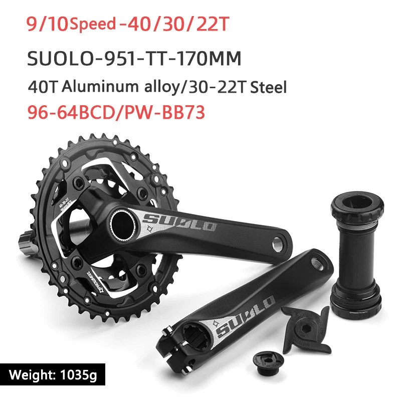 Prowheel-Mountain Bike Hollow Integrated Crank, Bicycle Sprocket Chainring, 170mm, 10, 11, 12 Speed, 28, 38T, 22, 30, 40T, 36T