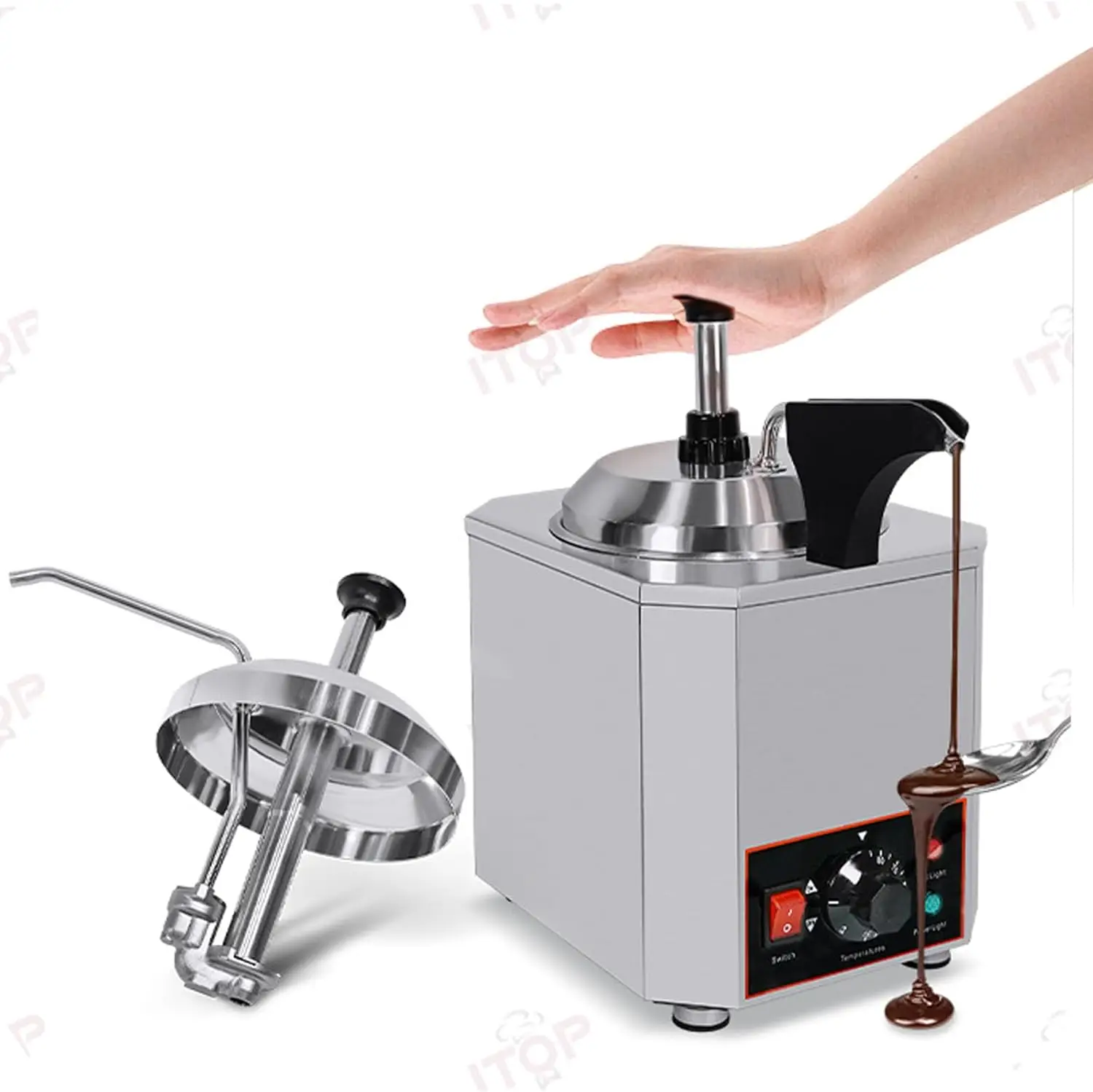 Электрический подогреватель соуса с насосом Электрический подогреватель соуса насосного типа с одной кастрюлей для соуса объемом 2 л с регулируемой температурой