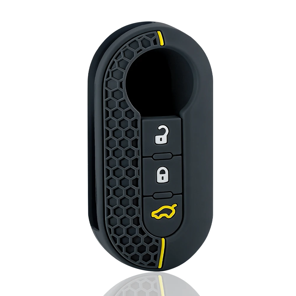 Hot 3 Buttons Silicone Car Key Case Cover for Fiat 500 Flip Folding Remote Key Shell for Fiat Punto Panda Car Accessories