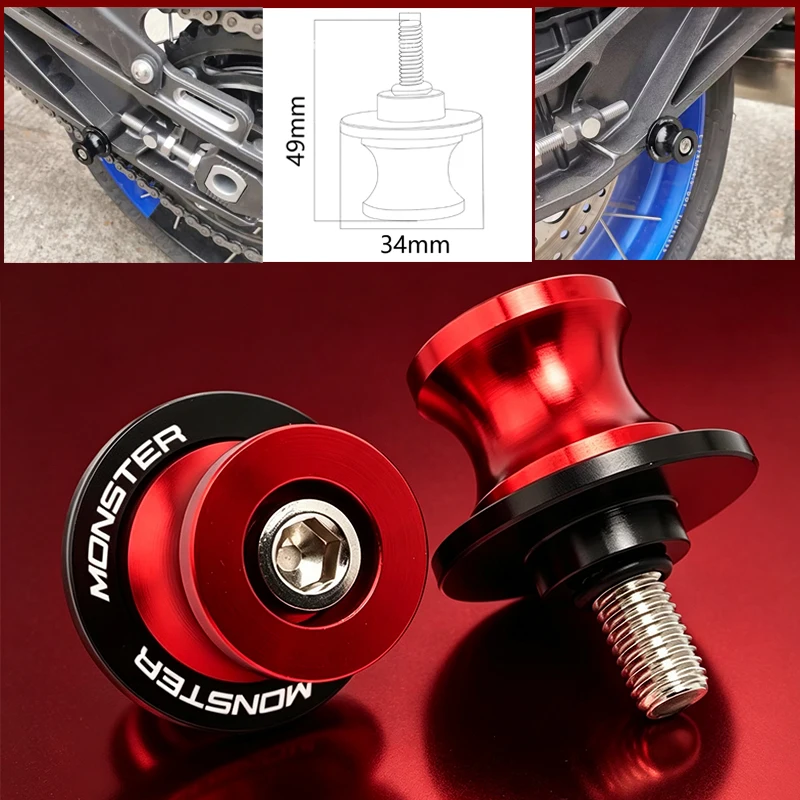 For Ducati MONSTER 821 950 950SP 2013-2024 | Motorcycle Accessories 7 Colours 6mm CNC Swingarm Spools Sliders Stand Screws