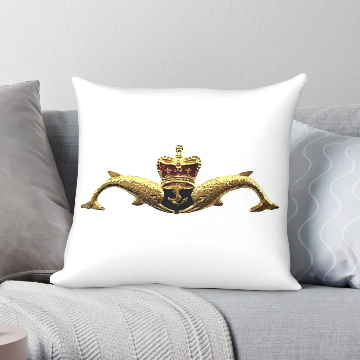 Uk Submariner Dolphins Square Pillowcase Polyester Linen Velvet Pattern Zip Decor Room Cushion Cover